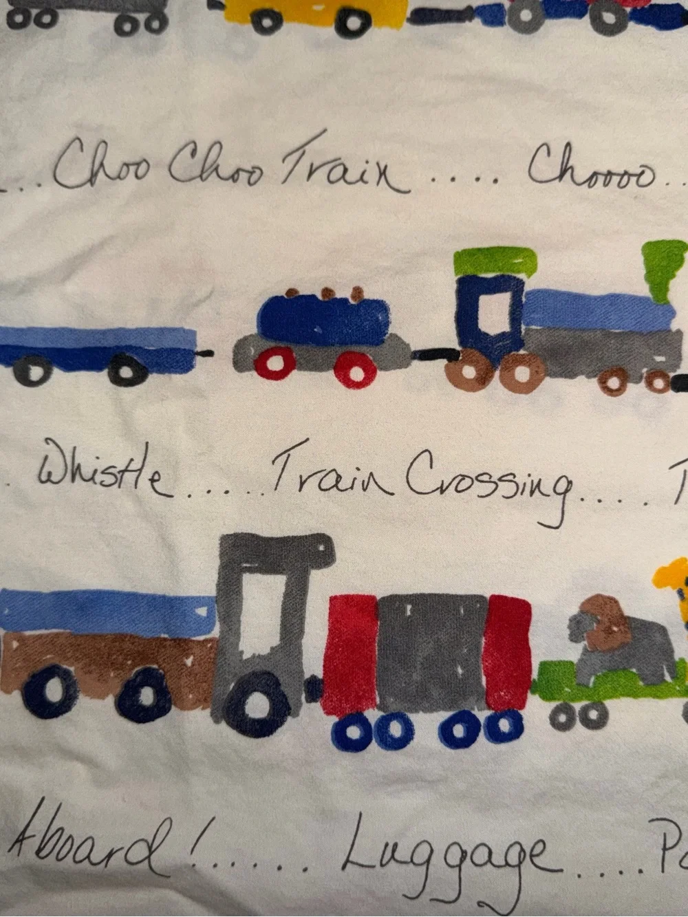 Pottery Barn Kids Choo Choo  Train  Standard Size Pillowcase